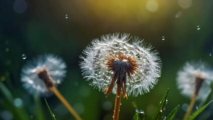 Beautiful dandelion close-up springtime