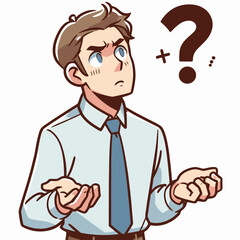 Vector Illustration of Confused Man in Anime Style