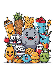 Fototapeta premium Monster food Vector style characters 21