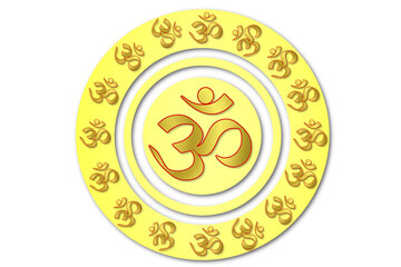 indian hinduism religious symbol golden text Om,aum,or oim meaning adoration to hindu god,popular...
