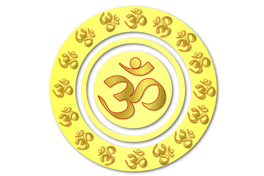 indian hinduism religious symbol golden text Om,aum,or oim meaning adoration to hindu god,popular Hindu mantra,cutout transparent background,png format