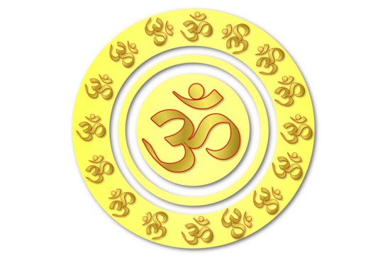 indian hinduism religious symbol golden text Om,aum,or oim meaning adoration to hindu god,popular Hindu mantra,cutout transparent background,png format
