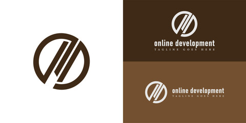 Abstract initial letter OD or DO logo in brown color isolated in multiple background colors. The Circle black letter OD logo for architecture and construction company logo design inspiration template. - obrazy, fototapety, plakaty