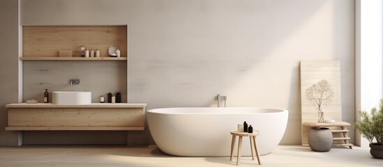 Fototapeta na wymiar Minimal Scandinavian style bathroom interior