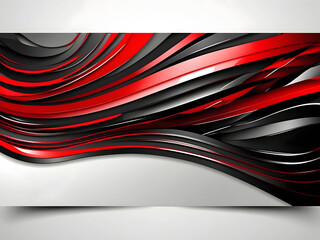 High contrast red and black glossy stripes. Abstract tech graphic banner design. Vector corporate background design