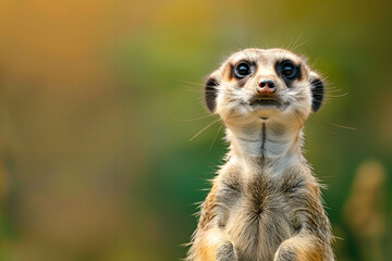 Fototapeta premium a delighted meerkat standing upright to scan its surroundings, its whiskers twitching with anticipation