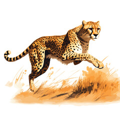A sleek cheetah sprinting across