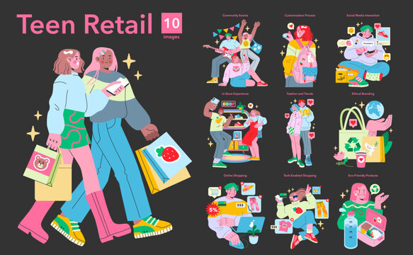 Teen Retail set. Vector illustration
