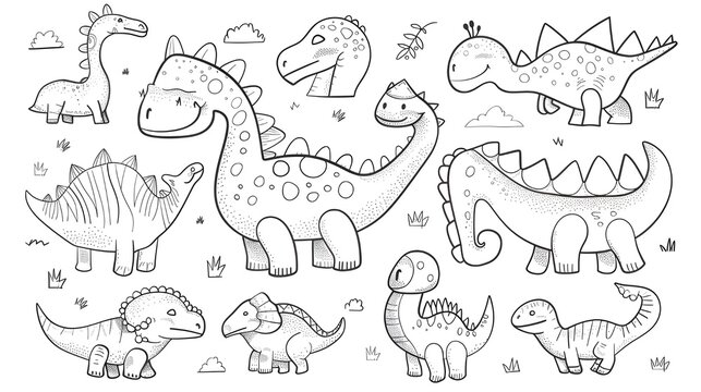 Vector illustration of a Dinosaurs. Coloring book illustration. coloring pages or books for kids. cute Dinosaurs cartoon illustration.