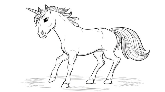 Unicorn coloring book line art design vector illustration. Cute Horse coloring book illustration vector.