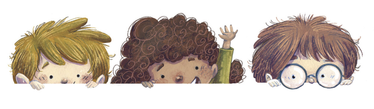 Illustration of happy children's faces