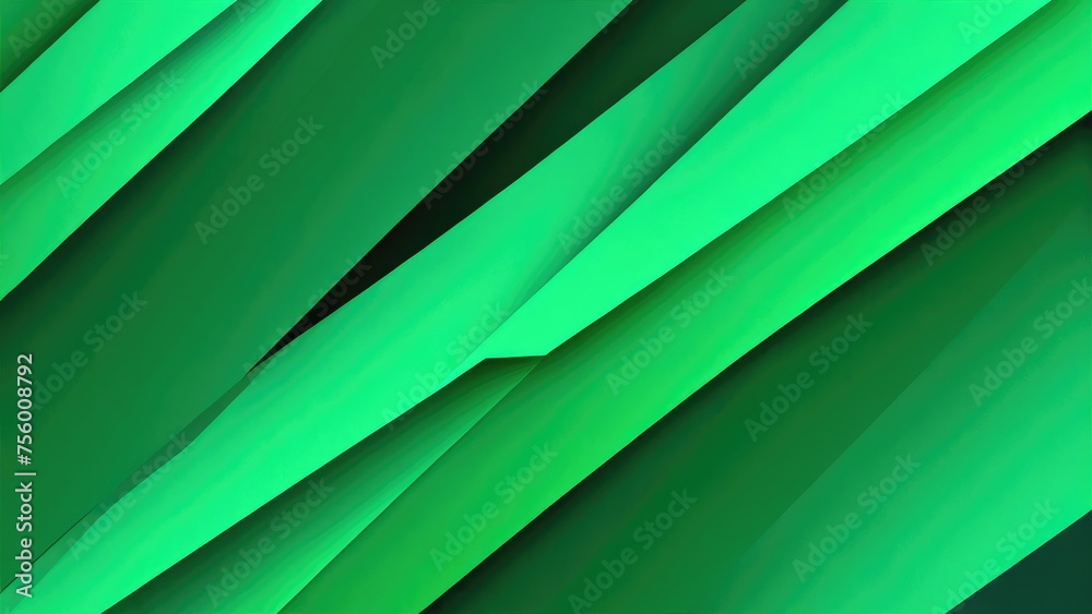 Wall mural Emerald green background, diagonal geometric shapes overlapping, conveying motion, abstract vector design, ultra fine, vivid colors, geometric art