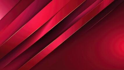Diagonal geometric shapes cascading across a dynamic ruby red abstract background, vector design, intertwining forms, contrasting sharp edges with soft gradients, vivid colors