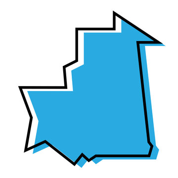 recommend clip art: Mauritania country simplified map. Blue silhouette with thick black contour outline isolated on white background. Simple vector icon