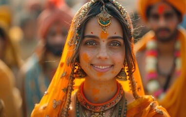 bella ragazza indiana sorridente con velo