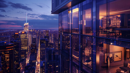 Fototapeta na wymiar City Lights: A High-Rise Perspective