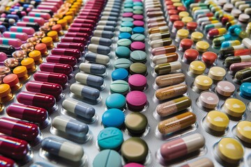 Obraz premium various medicine pills, tablets and capsules