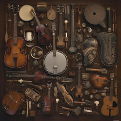 Naklejka premium Musical instrument pattern