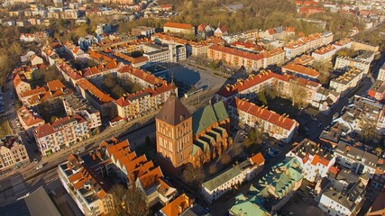 Fototapeta na wymiar Aerial view of Koszalin city center during the 