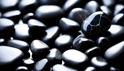 smooth black stones background - obrazy, fototapety, plakaty
