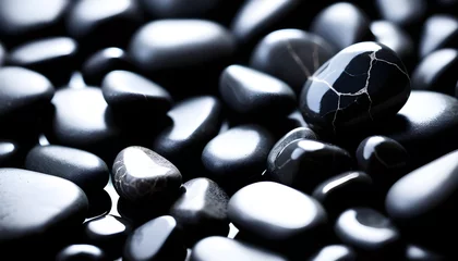 Fotobehang smooth black stones background © Lied