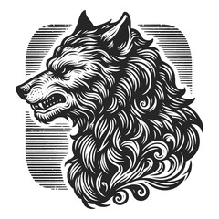 Fototapeta premium majestic werewolf sketch engraving generative ai vector illustration. Scratch board imitation. Black and white image.