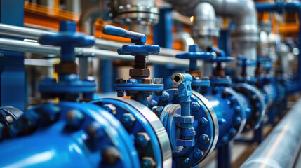 Oil and gas processing plant with pipe line valves. Generative AI - obrazy, fototapety, plakaty