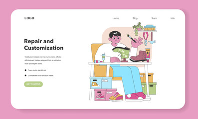 Shoe repair and customization set. Vector illustration.