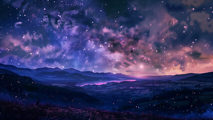 Cosmic Calm: A Peaceful Panorama with Stars Above