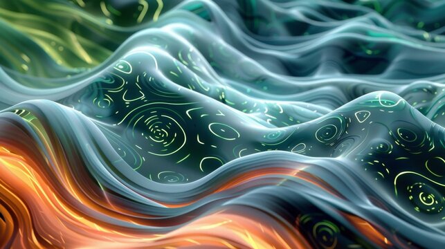 A close up of a colorful abstract design on top of water, AI