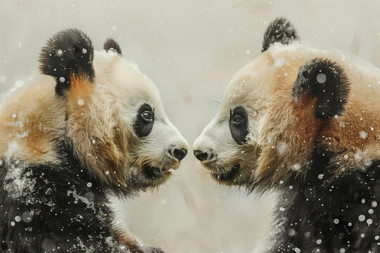 Two pandas. Watercolor. Suitable for indoor interior paintings too. 