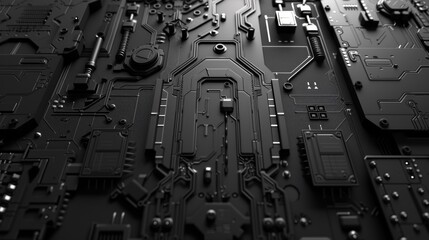 A close up of a circuit board with many different components, AI