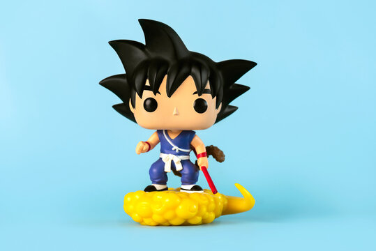Funko POP vinyl figure of Son Goku & Flying Nimbus character of the Dragon Ball Z manga series created by Akira Toriyama. Illustrative editorial