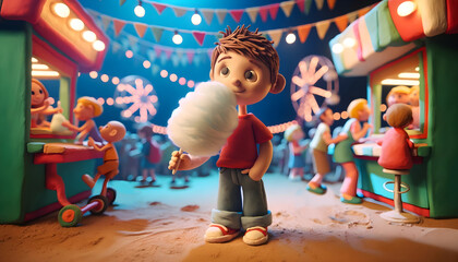 Personnage en p&acirc;te &agrave; modeler : gar&ccedil;on &agrave; la f&ecirc;te foraine