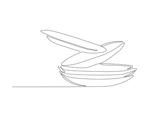 Continuous Line Drawing Of Stack Of Bowls. One Line Of Bowls. Bowls Continuous Line Art. Editable Outline.
