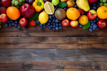 market background fruits on a wooden background