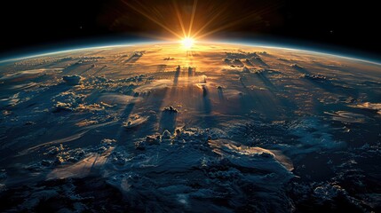 Captured from Space, Orbital Marvel Earth's Sunrise , Showcasing the Spectacle of the Sun's Golden Rays.jpeg