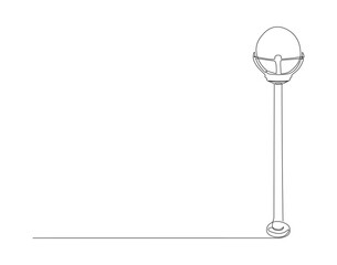 Continuous Line Drawing Of Spotlight Street Light. One Line Of Street Light. Lamp Continuous Line Art. Editable Outline.