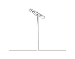 Fototapeta premium Continuous Line Drawing Of Spotlight Street Light. One Line Of Street Light. Lamp Continuous Line Art. Editable Outline.