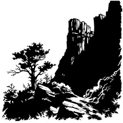 Escarpment Landscape Vector Logo