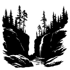 Gorge Landscape Vector Logo