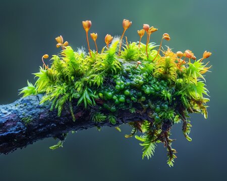 Like a miniature forest, Moss and Lichen on an old branch