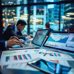 Business people team finance data analytics graph chart report.