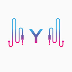 Y Letter Music AUX WAVE Logo Design, Vector abstract 