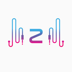 Z Letter Music AUX WAVE Logo Design, Vector abstract 