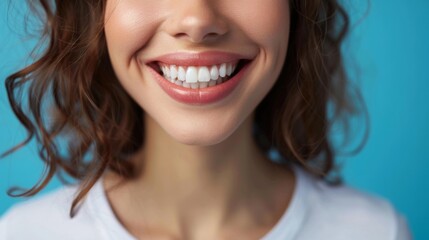 smiling woman with perfect white teeth generative ai