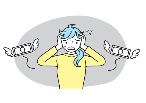 recommend clip art: お金を失う　困る女性