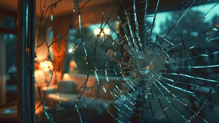 Close-up shot of a home broken glass during the night
 - obrazy, fototapety, plakaty