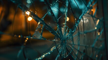 Close-up shot of a home broken glass during the night
 - obrazy, fototapety, plakaty