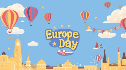 Happy European Union Europe Day. Holiday. Flat illustration